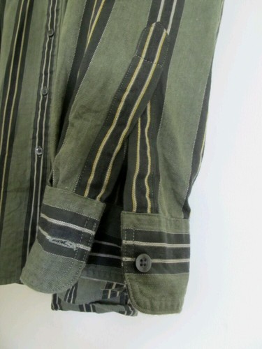 CHAPS Ralph Lauren 2XL Cotton Dress Shirt, Button Front, Dark Sage Green Striped - Picture 5 of 6