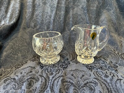 WATERFORD Crystal Lismore CREAMER PITCHER and OPEN SUGAR BOWL Set