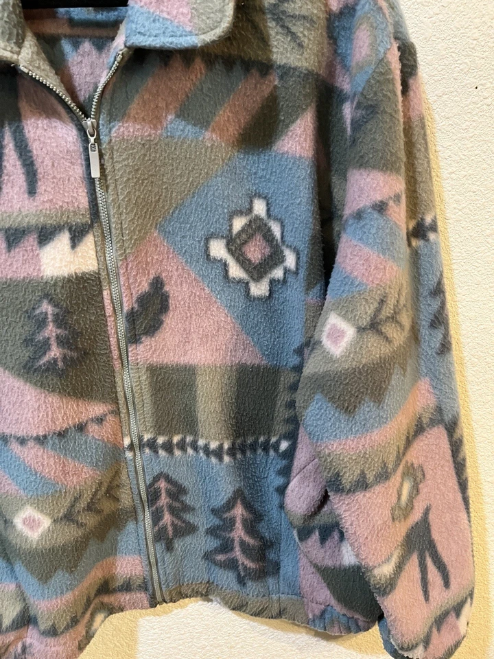 Chaqueta polar Teddi talla XL cremallera completa suroeste vacaciones invierno bolsillos tribales Foto 3 de 4
