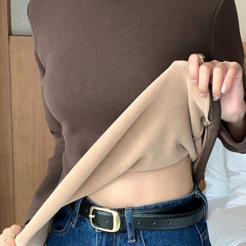 Thermal Shirt Women Stretch Long Sleeve Mock Neck Winter Tops Thermal Undershirt - Picture 7 of 32