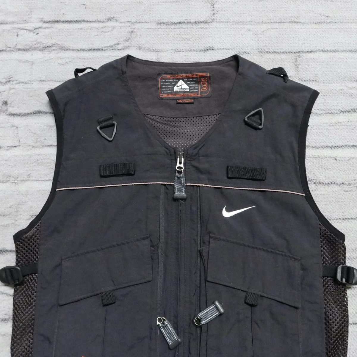 Vintage 90s Nike ACG Utility Vest Size M Black Tactical Rare | eBay