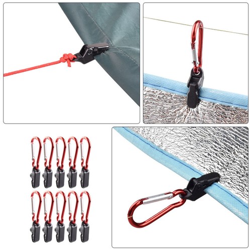 10Pcs Tarp Clips with Carabiner Lock Grip Awning Clamp Canopy Clamp - Picture 4 of 12