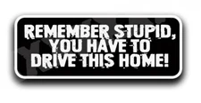 REMEMBER STUPID YOU HAVE TO DRIVE THIS HOME DECAL STICKER FUNNY CAR TRUCK
