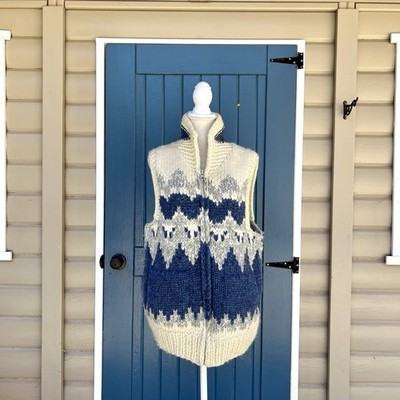 Vintage Longhouse by Randall Cosco Hand-Knit Wool CowichanSweater Vest Size L