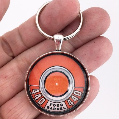 Vintage Mopar Dodge 440 Barrel Air Cleaner Decal Orange 1.2''  Keychain