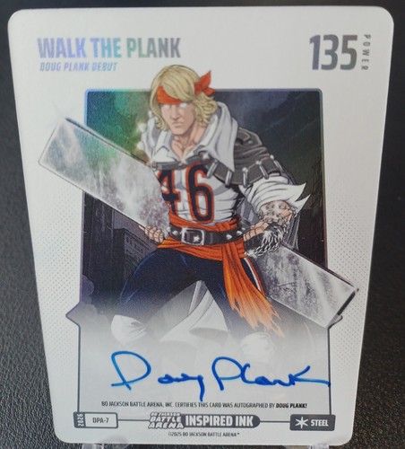 Bo Jackson Battle Arena Doug Plank Auto SSP On Card Walk The Plank Steel