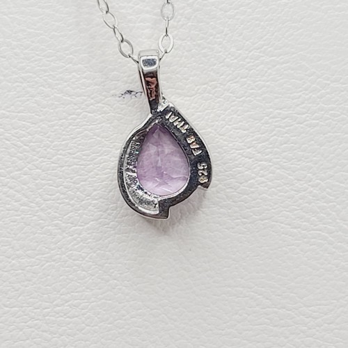 Collana con ciondolo ametista a forma di pera in argento sterling Aleure Precioso - Foto 9 di 10