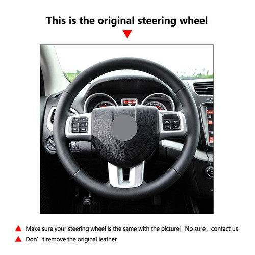 Red-strip Steering Wheel Sewing Leather Cover For Dodge Journey 2014 2015 2016 - Picture 9 of 10