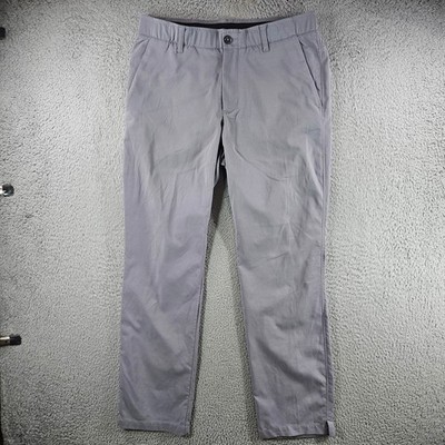 Under Armour Mens Golf Pants Gray Herringbone Flat Front 34x32 Performance Chino
