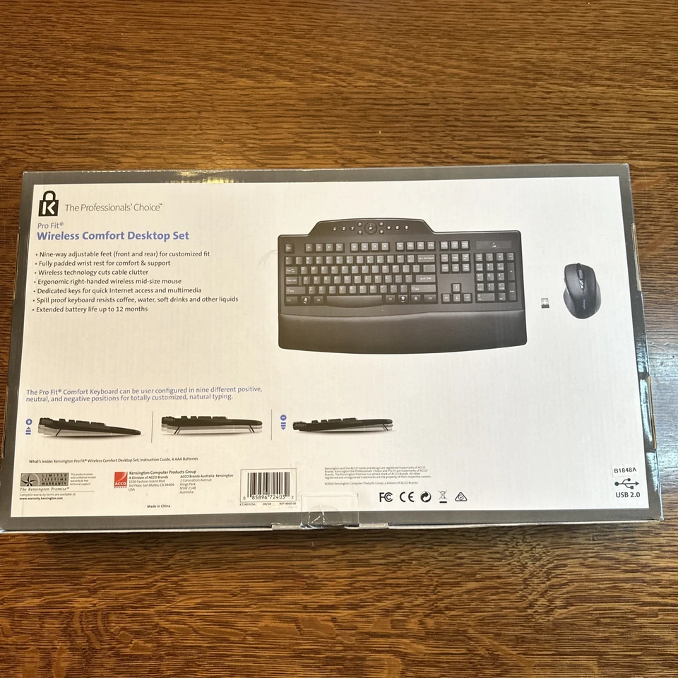 Kensington 72403 Pro Fit Comfort Wireless Desktop Set - Black New - Image 2 of 2