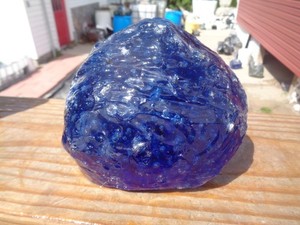 Glass Rock Slag Pretty Clear Cobalt Blue Bubb 4.12 lbs 22D Landscaping Aquariuma