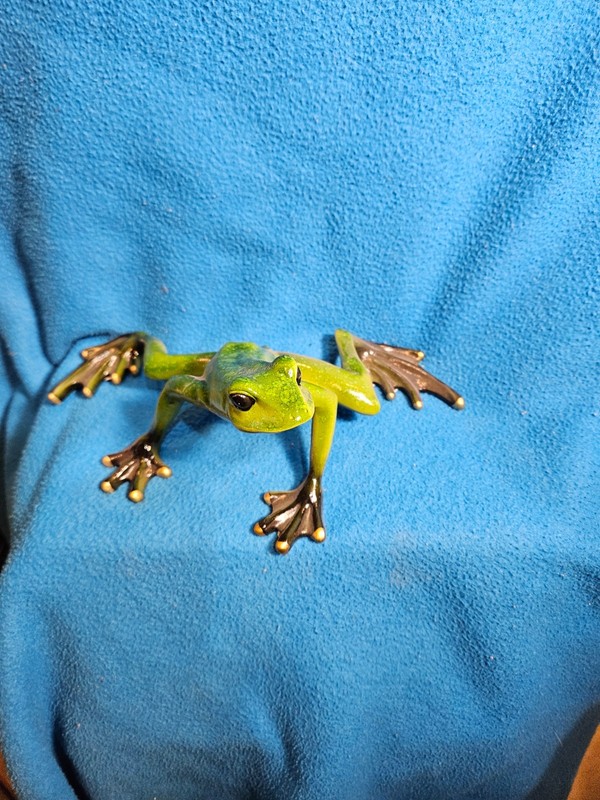 Green Tree Golden Pond Collection Orange Green Multi Ceramic Frog Figurine 6.5”