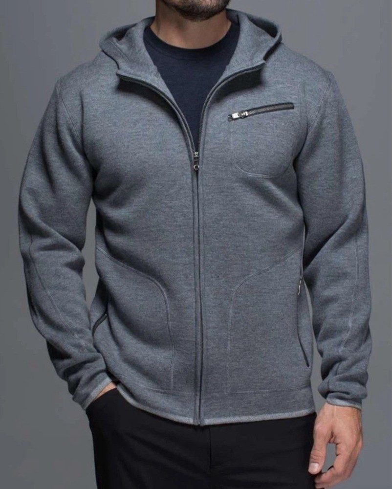 Lululemon Men's Grey Full Zip Hooded Jacket Athleisure Athleisure Hoodie Size XL