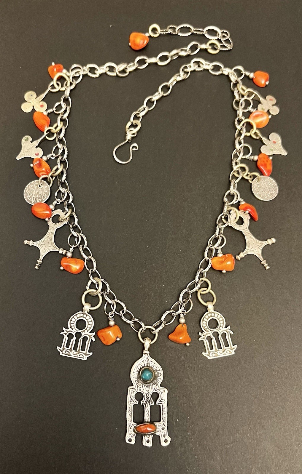 Gates of paradise berber Tuareg pendants, vintage coins & zinders Rolo Necklace.