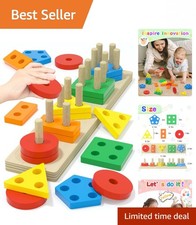 Montessori Wooden Stacking Toy Set - 20-Piece Rainbow Puzzle for Toddlers 1-3