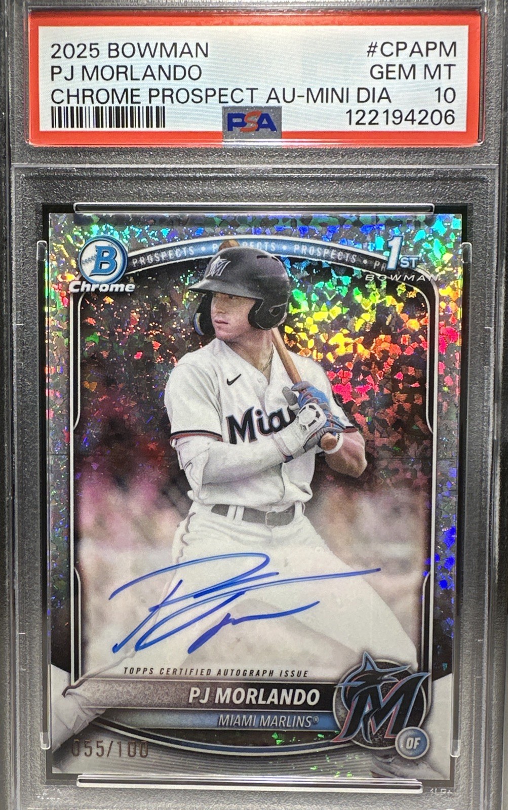 2025 Bowman Chrome 1st Prospects Mini-Diamond #CPA-PM PJ Morlando 1st Auto /100