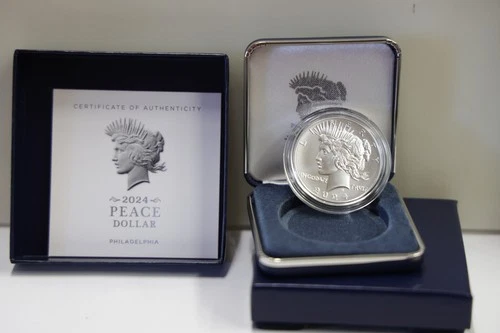 2024 P BU Uncirculated Peace US Silver Dollar with Box & COA