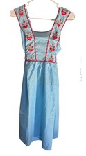 Beautiful Vintage Aristocraft Superior Night Gown L Blue Embroidered Hearts