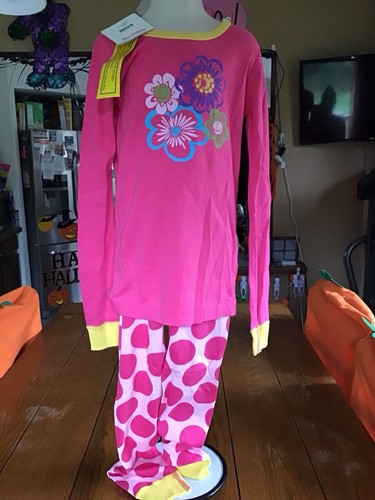 NWT Hanna Andersson Girl’s Size 8 Organic Cotton Pink Polka Dot Flowers Pajamas - Picture 1 of 11