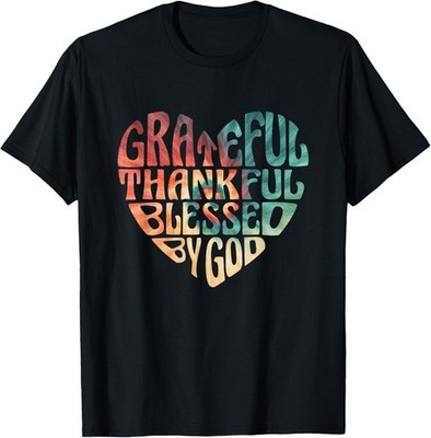 Grateful Thankful Blessed Retro Tie Dye Heart Christian T-Shirt