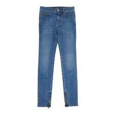 CHANEL Matelasse hem zip denim pants Women blue A