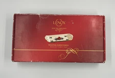 LENOX Winter Greetings Holiday Pierced Tidbit Tray Platter 12" Cardinal NEW