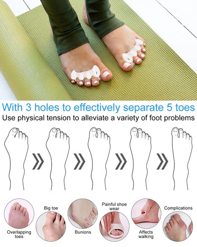 2 Pair S Bunion Toe Separators, 2 Firm, 2 Soft, Correct, Align, Straightener - Picture 5 of 6