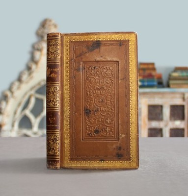 Rare Antique Old Book Tale Paraguay 1825 Colonial Native Leather Gilt Ornate  