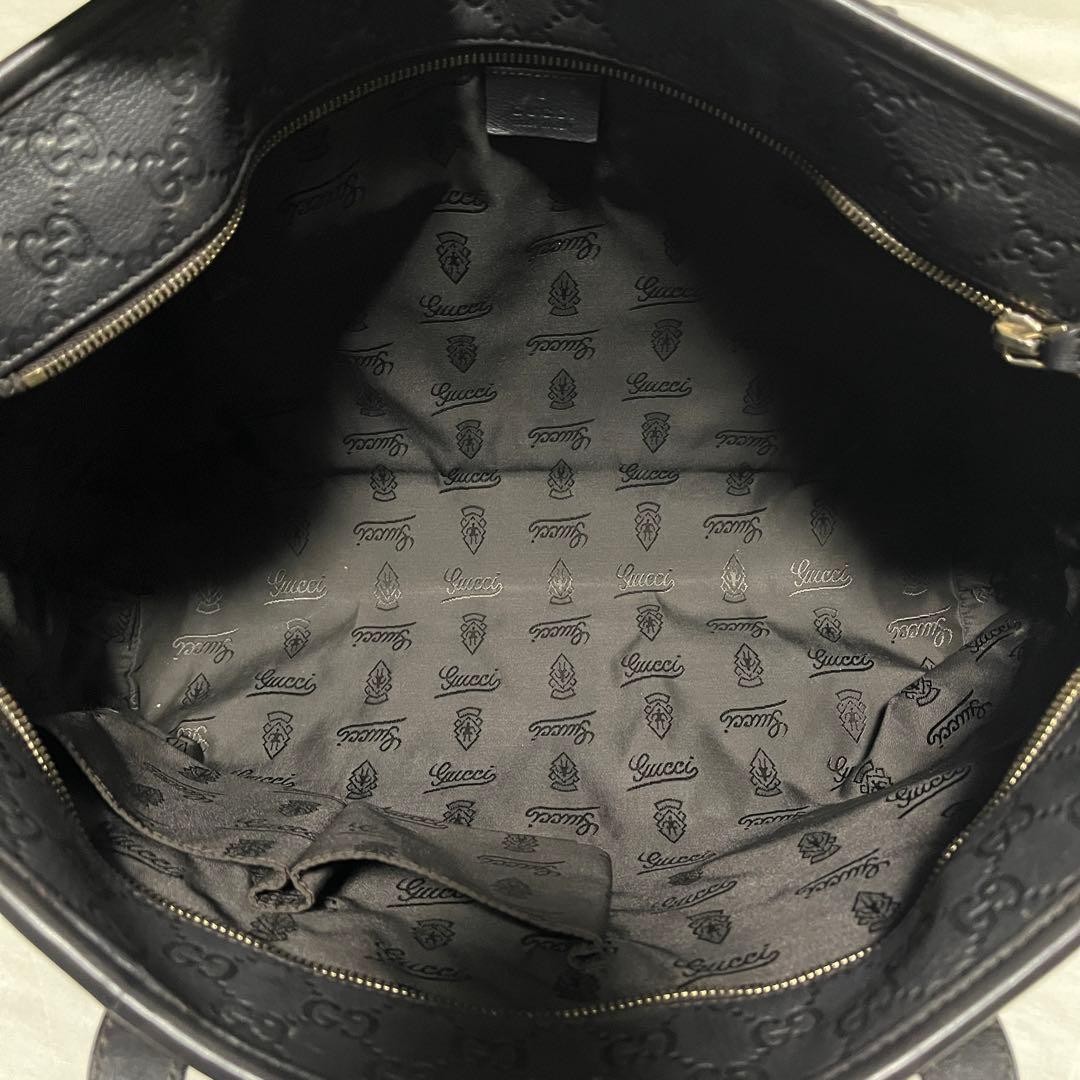 GUCCI Leather Shima Tote Bag Black Authentic Women's Fashion thumbnail 10