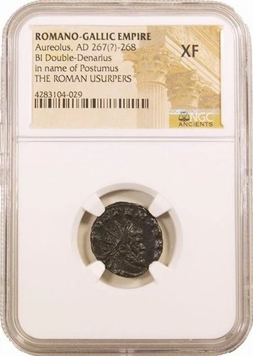 A-DS10 - Roman Empire AE Aureolus (AD 268) Double-Denarius NGC (XF) Billon Coin