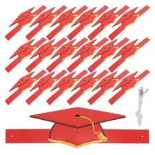 30Pcs Durable Graduation Paper Hats for Kids Red Preschool Celebration Caps