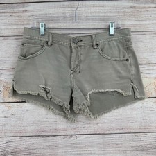 Free People Cut Off Denim Shorts Women's Size 28 Light Green/Gray