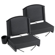 2PCS Stadium Seat w/Back Support  Cup Holder, Thick Padded Cushion for Sports