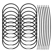 25 Pack Wire Keychain Cable 2mm 6.3 Inches Nylon Coated Stainless 25 Pcs Black