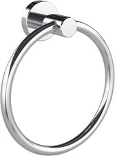 Chrome Hand Towel Holder Bathroom Kitchen Towel Ring Modern Rounded Base Wall