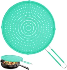Splatter Screen for Frying Pan, Grease Guard, Heat-Resistant Green 
