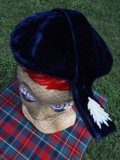 Vintage 1940s 50 Navy Blue Velveteen Cap Hat Fishnet Mesh Veil Perch Beret Retro