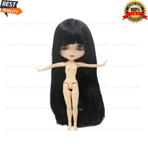 12in Blythe Doll Nude Fashion Joint Body White Skin Black Hair Bang Glossy Face - Picture 6 of 21