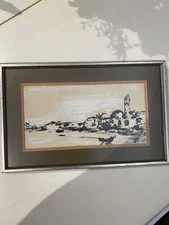Vintage Handpainted Oil Signed Southwest Scene Framed Under Glass