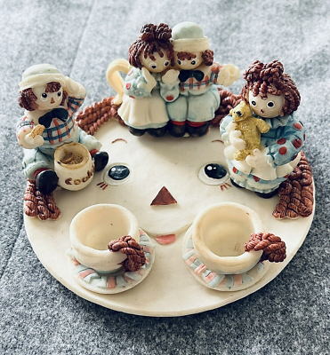 Vintage Raggedy Ann and Andy Popular Imports Miniature Resin Tea  