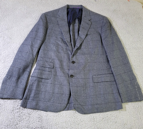 Ralph Lauren Purple Label Blazer 44R Russel Plaid Kent Jacket Wool Linen $2,995