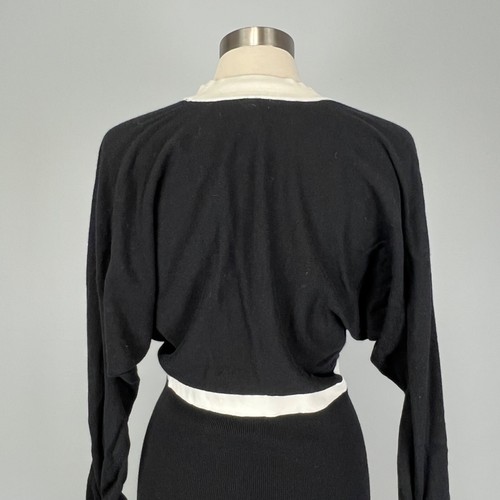 Reiss Womens Jodie Knitted Colorblock Midi Dress Black White Long Sleeves size L - Picture 11 of 16