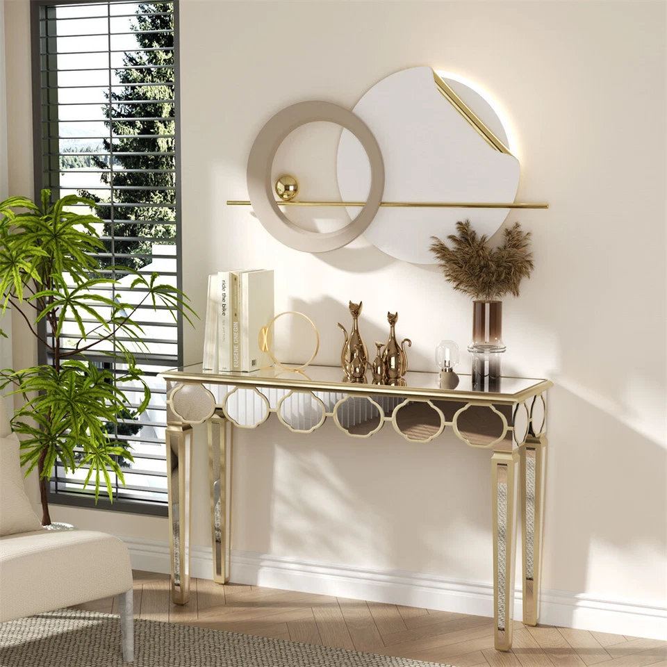 Luxurious Modern Mirrored Console Table Anti-oxidation Entryway Silver Furniture - image 2 of 4