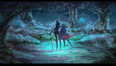 Anime witch 2012 hat forest girls fantasy art glowing CCG Gaming Mat Desk