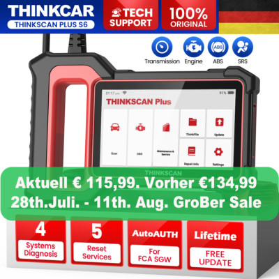 THINKSCAN PLUS S6 Diagnosegerät Scanner Auto Auslesegerät OBD2 ABS SRS TPMS KFZ