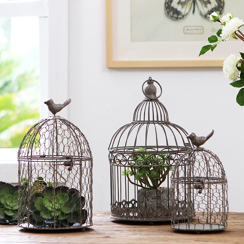 Retro Bird Cage Wrought Iron Ornaments Home Living Room Decorations Window  decor