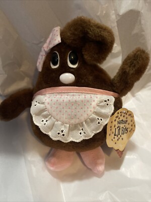 Vintage 1984 Nestle Chocolate Lil Bits Plush Trudy Stuffed Toy w Tags Apron Bow
