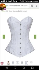 Ida Gothic Brocade Corset. White brocade fabric Corset, cotton lining.