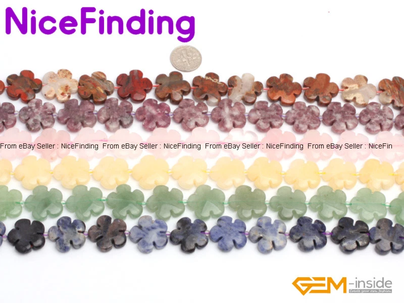 20mm Natural Flower Gemstone Beads For Jewelry Making Necklaces Bracelets 15"DIY - Image 2 of 4