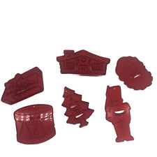 Vintage Set of 8 Crown HRM Red Plastic Christmas Cookie Cutters Made in USA